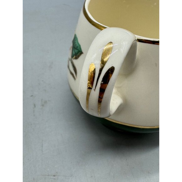 Cavalier Eggshell Porcelain Creamer & Sugar Magnolia Flower Design & Gold READ - Picture 11 of 16
